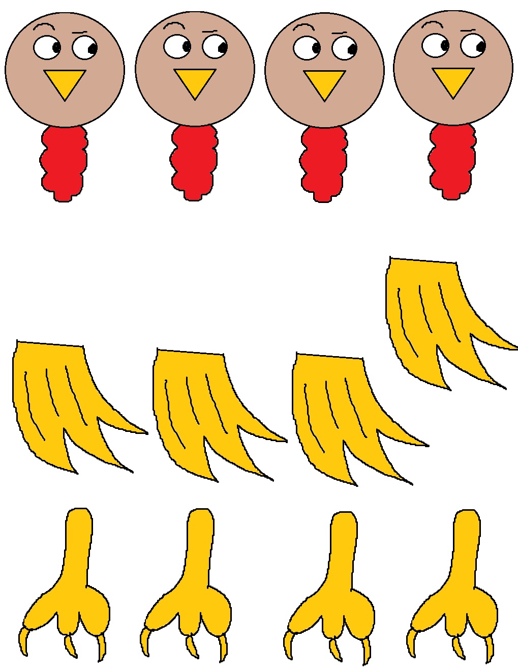 Printable Turkey Pattern With Feathers